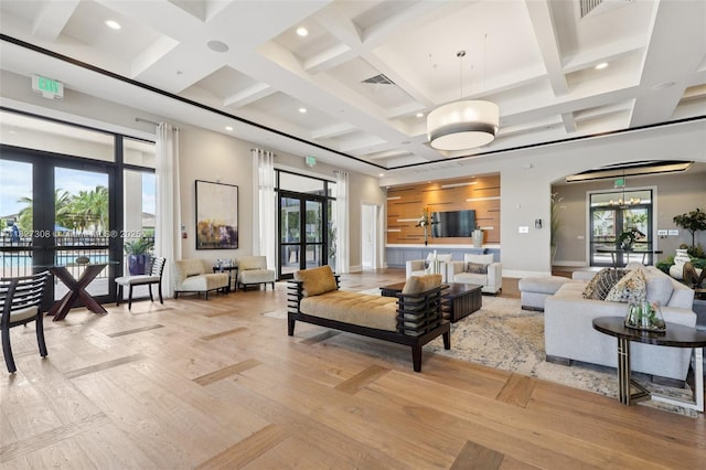 9349 W 33rd Way, Hialeah, FL 33018 - community lobby featuring coffered ceiling, recessed lighting, and beamed ceiling