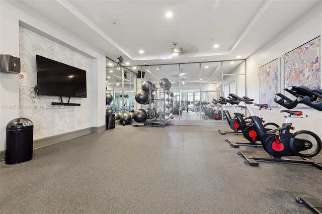 9349 W 33rd Way, Hialeah, FL 33018 - workout area with a tray ceiling