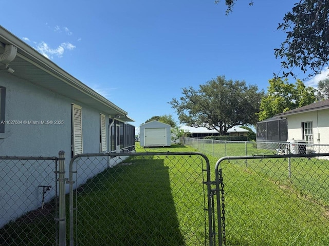 1046 Bayberry Loop, Clewiston, FL 33440 - fenced backyard featuring a gate and a storage unit