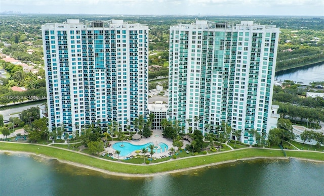 2641 N Flamingo Rd Unit 1603N, Sunrise, FL 33323 - aerial view of a nearby body of water and a pool