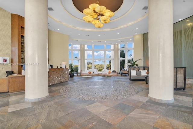 2681 N Flamingo Rd Unit 1903S, Sunrise, FL 33323 - lobby with a towering ceiling and recessed lighting