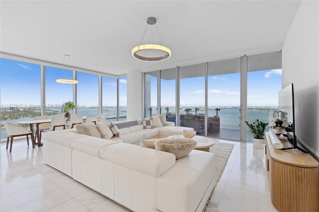 700 NE 26th Ter Unit 3101, Miami, FL 33137 - living room featuring floor to ceiling windows and light tile patterned floors