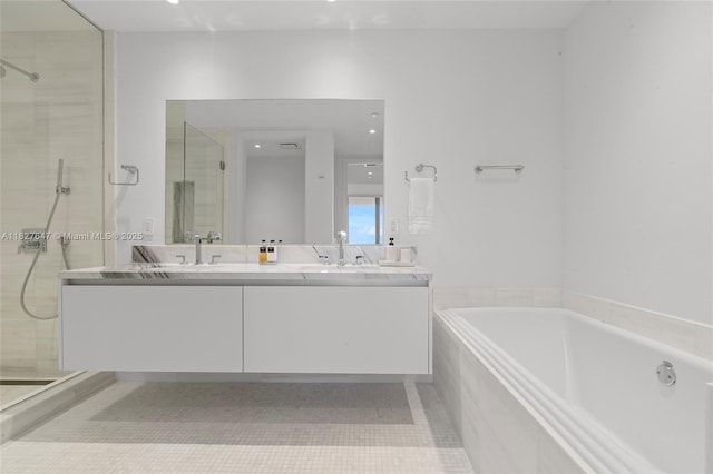 700 NE 26th Ter Unit 3101, Miami, FL 33137 - full bath with a shower stall, a bath, double vanity, and tile patterned flooring