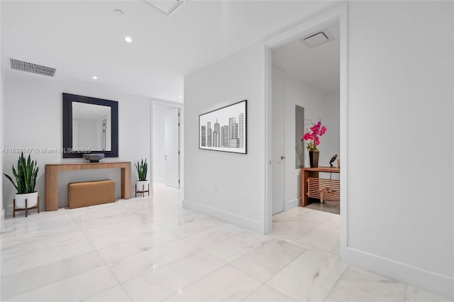 700 NE 26th Ter Unit 3101, Miami, FL 33137 - hallway featuring marble finish floors and recessed lighting
