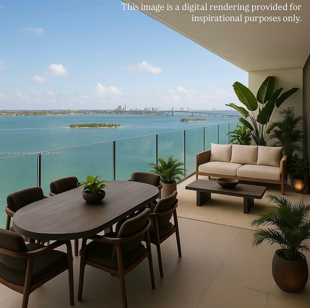 700 NE 26th Ter Unit 3101, Miami, FL 33137 - balcony featuring a water view and outdoor dining space