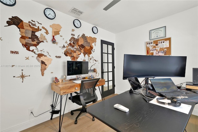 8525 NW 49th Dr, Coral Springs, FL 33067 - office with wood finished floors and a ceiling fan