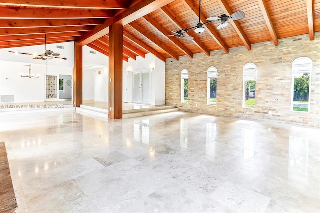 5881 SW 160th Ave, Southwest Ranches, FL 33331 - community lobby featuring a wooden ceiling with exposed beams and high vaulted ceiling