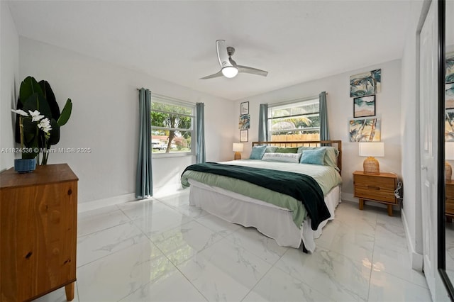 2714 Fillmore St, Hollywood, FL 33020 - bedroom with light marble finish flooring and a ceiling fan