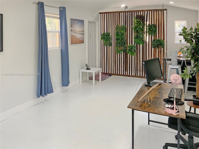 2714 Fillmore St, Hollywood, FL 33020 - office with concrete floors, recessed lighting, and lofted ceiling