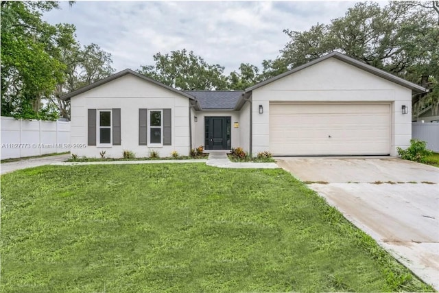 6065Waycross Drive, Spring Hill, FL 34606 - ranch-style home with concrete driveway, an attached garage, stucco siding, and a shingled roof