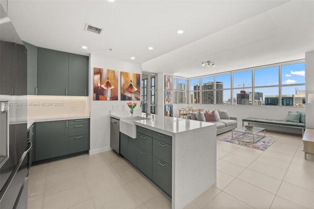 3301 NE 1st Ave Unit H2412, Miami, FL 33137 - kitchen with a peninsula, light countertops, open floor plan, dishwasher, and recessed lighting