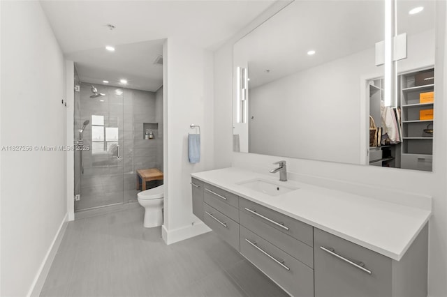 3301 NE 1st Ave Unit H2412, Miami, FL 33137 - bathroom with vanity, a shower stall, and recessed lighting