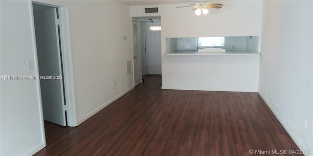 1235 Mariposa Ave Unit 8, Coral Gables, FL 33146 - unfurnished living room with ceiling fan and wood finished floors