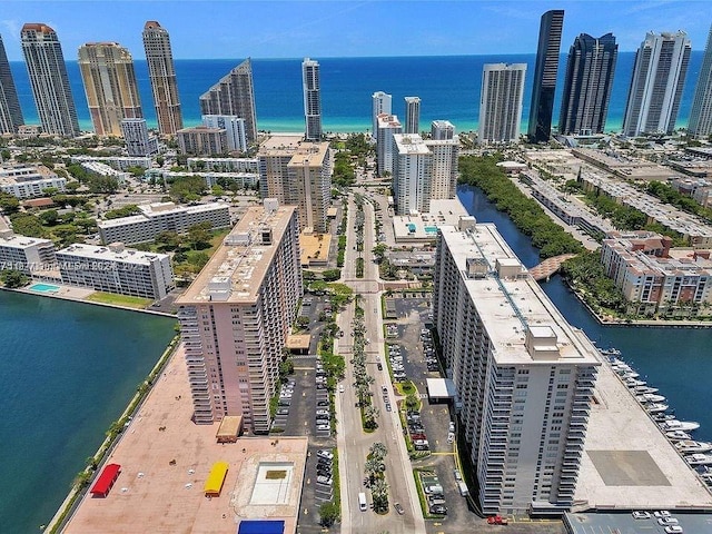 251 174th St Unit 115, Sunny Isles Beach, FL 33160 - drone / aerial view of city skyline and a nearby body of water