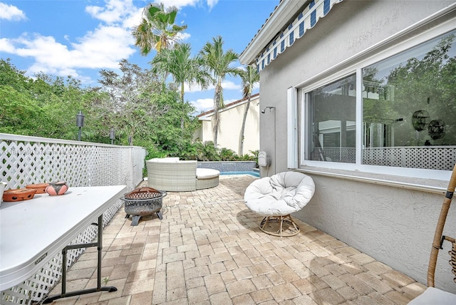 1151 W Lake St, Hollywood, FL 33019 - view of patio featuring an outdoor fire pit and an outdoor pool