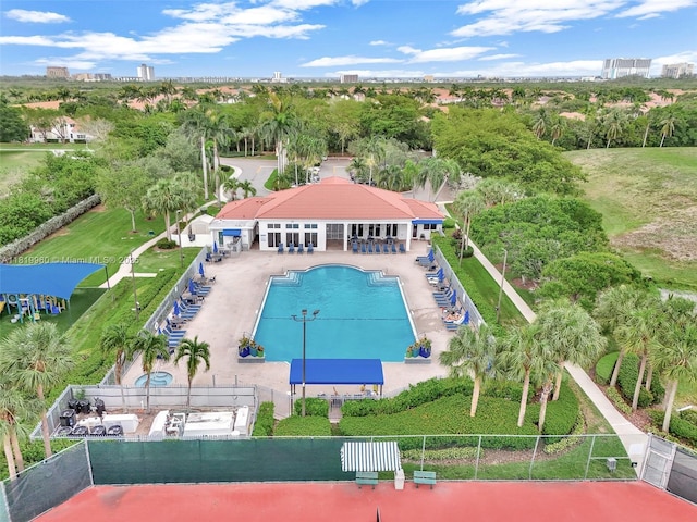 1151 W Lake St, Hollywood, FL 33019 - aerial view of a tree filled landscape and a pool area
