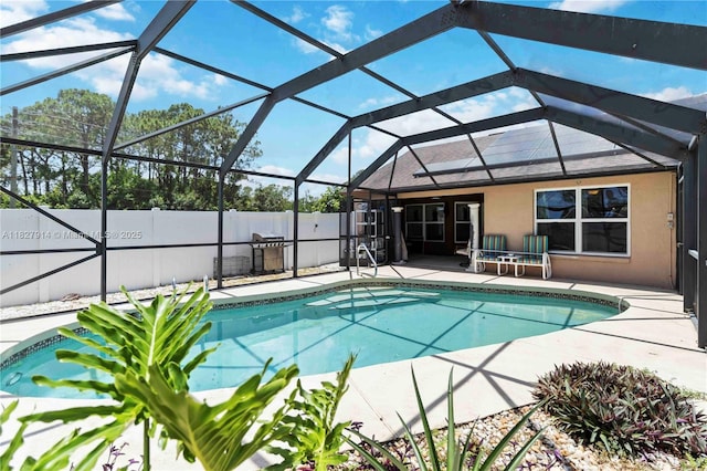 817 Helm Ave NW, Palm Bay, FL 32907 - view of swimming pool with a patio and glass enclosure