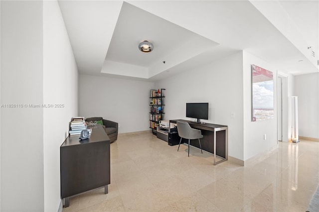 450 Alton Rd Unit 2705, Miami Beach, FL 33139 - office area featuring a raised ceiling and baseboards