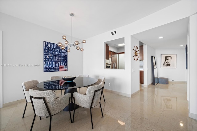 450 Alton Rd Unit 2705, Miami Beach, FL 33139 - dining space with a chandelier and recessed lighting