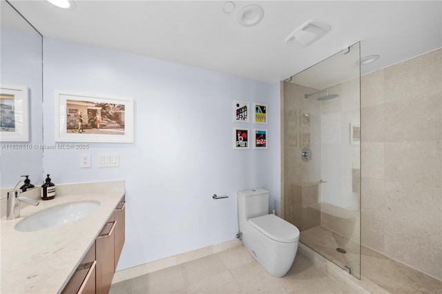 450 Alton Rd Unit 2705, Miami Beach, FL 33139 - full bath featuring vanity, a walk in shower, and tile patterned floors