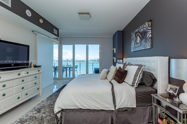 2020 N Bayshore Dr Unit 2005, Miami, FL 33137 - bedroom featuring a water view, access to outside, and expansive windows