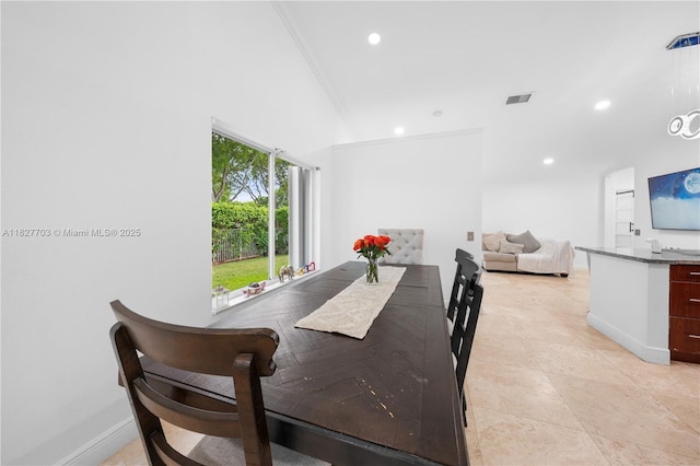 4361 Mahogany Ridge Dr, Weston, FL 33331 - dining room with recessed lighting, light tile patterned floors, and ornamental molding