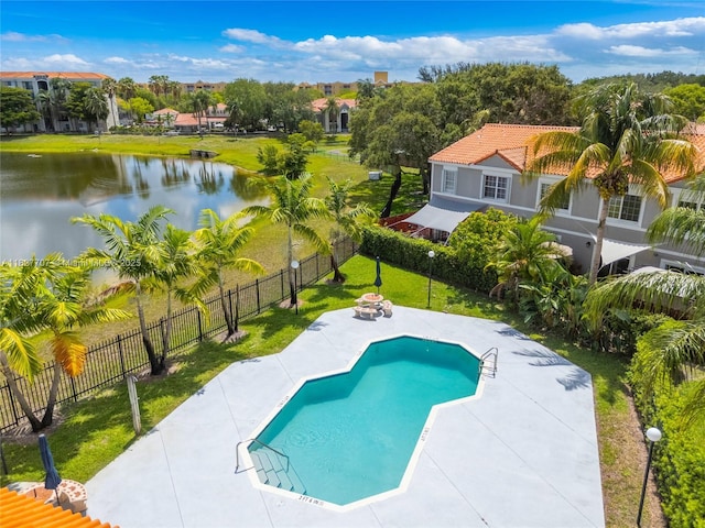 2260 SW 84th Way, Miramar, FL 33025 - view of swimming pool with a water view and a patio