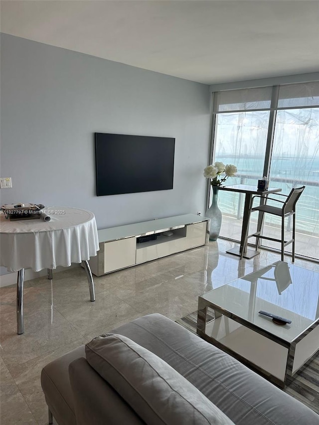 495 Brickell Ave Unit 5211, Miami, FL 33131 - living area with marble tiled flooring and expansive windows