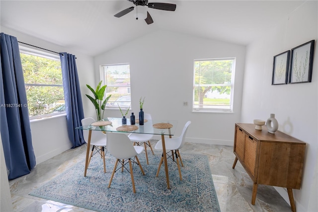 2125 SW 26th St, Miami, FL 33133 - dining space featuring lofted ceiling and a ceiling fan