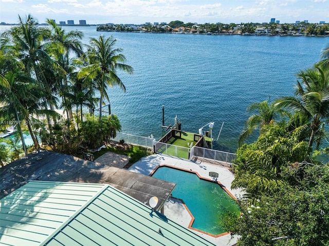 1375 N Biscayne Point Rd, Miami Beach, FL 33141 - outdoor pool with a water view and a patio area