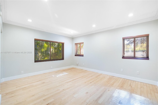 1375 N Biscayne Point Rd, Miami Beach, FL 33141 - spare room with ornamental molding, light wood finished floors, and recessed lighting
