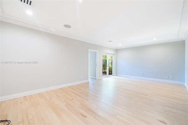 1375 N Biscayne Point Rd, Miami Beach, FL 33141 - spare room with crown molding, light wood-style floors, and recessed lighting