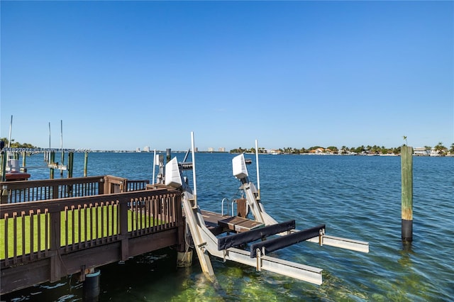 1375 N Biscayne Point Rd, Miami Beach, FL 33141 - dock area with boat lift and a water view