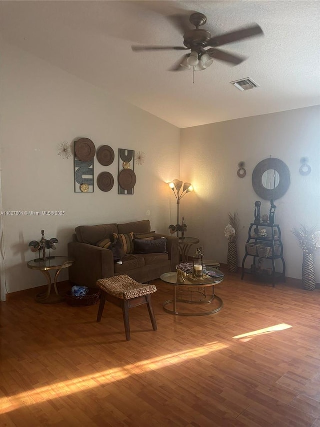 330 N Deerfield Ave, Deerfield Beach, FL 33441 - living room featuring wood finished floors and ceiling fan