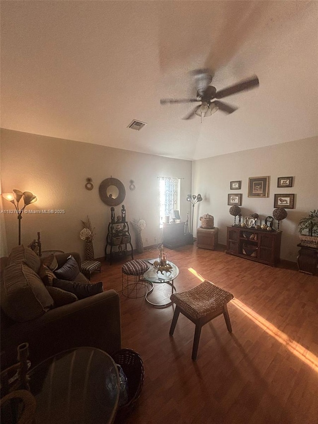 330 N Deerfield Ave, Deerfield Beach, FL 33441 - living area with wood finished floors and ceiling fan
