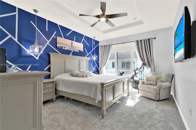 17709 SW 150th Ct, Miami, FL 33187 - carpeted bedroom featuring a raised ceiling and ceiling fan