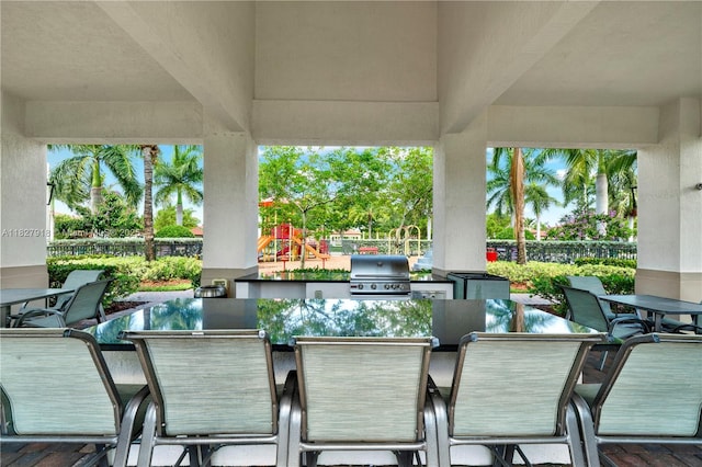 17709 SW 150th Ct, Miami, FL 33187 - fenced backyard with outdoor dining space, grilling area, and a patio area