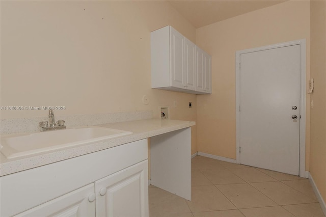 3843 Oak Ridge Cir, Weston, FL 33331 - laundry room with hookup for an electric dryer, hookup for a washing machine, light tile patterned floors, and cabinet space