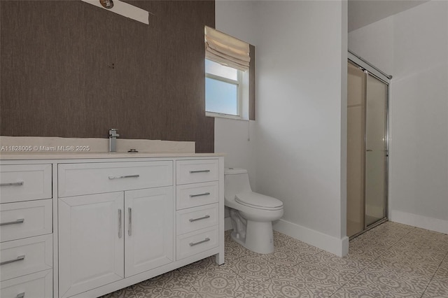 3843 Oak Ridge Cir, Weston, FL 33331 - bathroom with a shower with door, vanity, and tile patterned floors