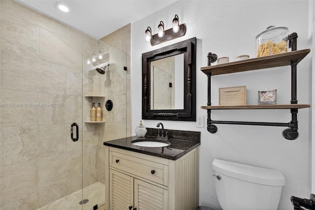 228 Rutland Blvd, West Palm Beach, FL 33405 - bathroom featuring a shower stall, vanity, and recessed lighting
