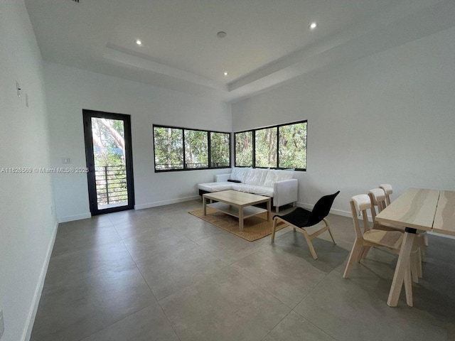 901 Estall St, Key Largo, FL 33037 - living room with recessed lighting, a raised ceiling, and concrete flooring