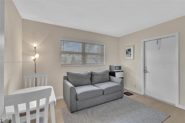 2108 NE 24th St, Wilton Manors, FL 33305 - living area featuring light wood-type flooring and baseboards