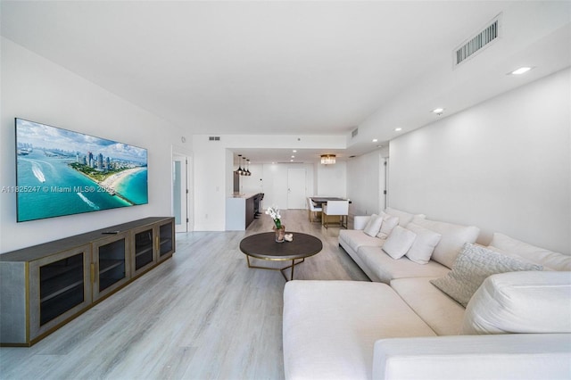 3400 SW 27th Ave Unit 1605, Miami, FL 33133 - living room featuring light wood-style flooring and recessed lighting