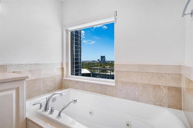3400 SW 27th Ave Unit 1605, Miami, FL 33133 - full bathroom with a jetted tub and a city view