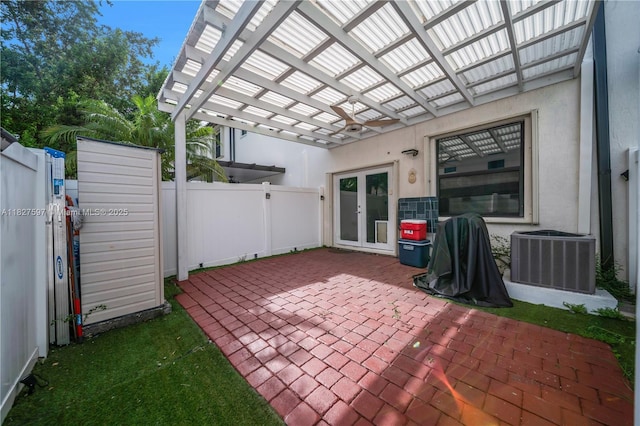 3574 W 88th Ter, Hialeah, FL 33018 - view of patio featuring a pergola and french doors