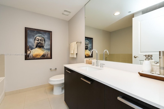 333 NE 24th St Unit 1401, Miami, FL 33137 - full bath featuring vanity, tile patterned floors, a tub, and recessed lighting