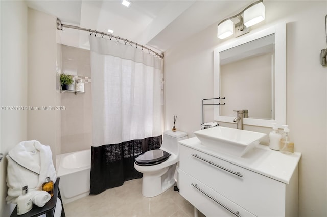 1500 S Ocean Dr Unit 7K, Hollywood, FL 33019 - full bathroom featuring vanity, shower / tub combo with curtain, and tile patterned flooring