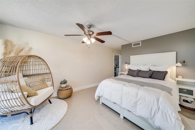 1500 S Ocean Dr Unit 7K, Hollywood, FL 33019 - bedroom featuring light carpet, a ceiling fan, and a textured ceiling
