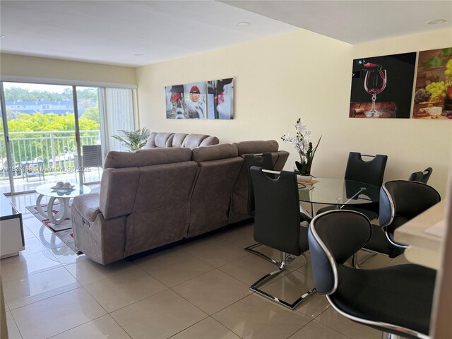 9365 Fontainebleau, Miami, FL 33172 - living room featuring light tile patterned flooring and recessed lighting