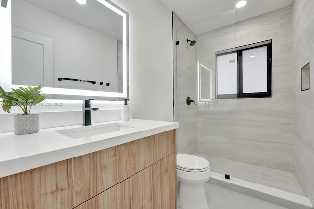 5850 Rose Ter, Plantation, FL 33317 - bathroom with vanity, tiled shower, and recessed lighting